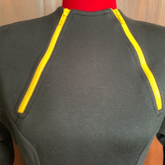 80s Black Knit Scuba Dress with Neon Zippers 4 - Picture 3 of 7